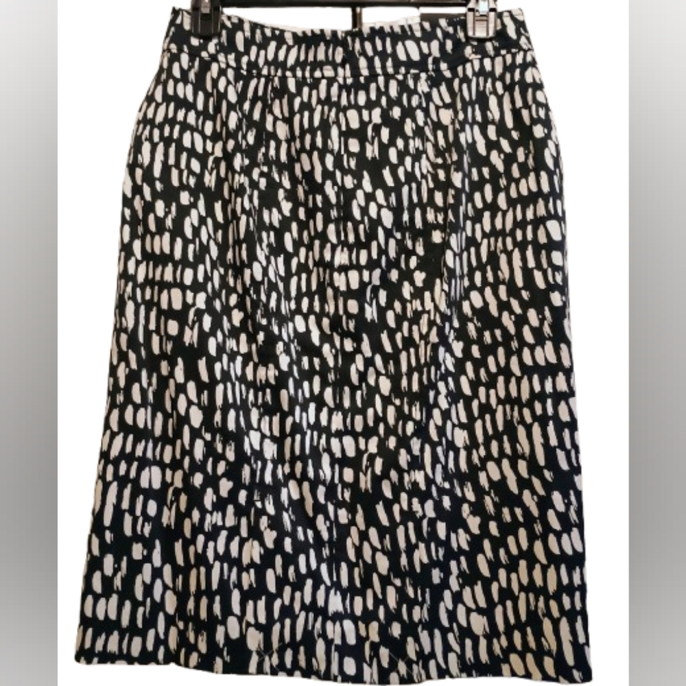 Ann Taylor Lightweight Lined Black White Pencil Skirt Back Zipper Women's Size 2 - Picture 2 of 9